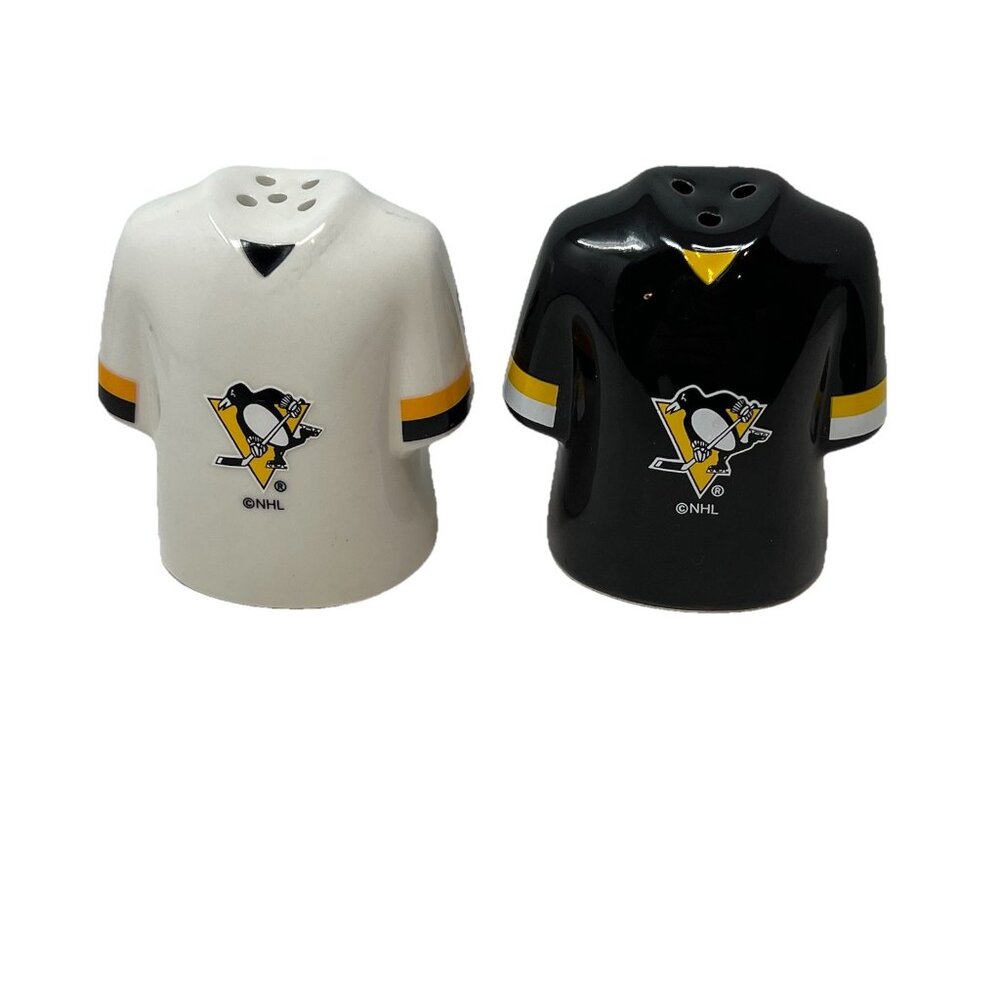 Pittsburgh Penguins Salt and Pepper Shaker Set Jersey NHL Hockey Ceramic Logo